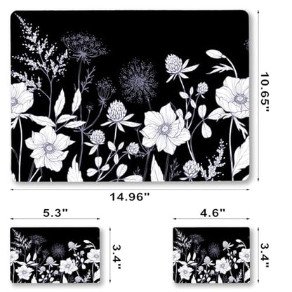 Laptop Skin Sticker Decal,12" 13" 13.3" 14" 15" 15.4" 15.6 inch Laptop Vinyl Skin Sticker Cover Art Protector Notebook PC (2 Wrist Pad Skins Included), Waterproof Removable, Black White Flower - color: Black White Flower
