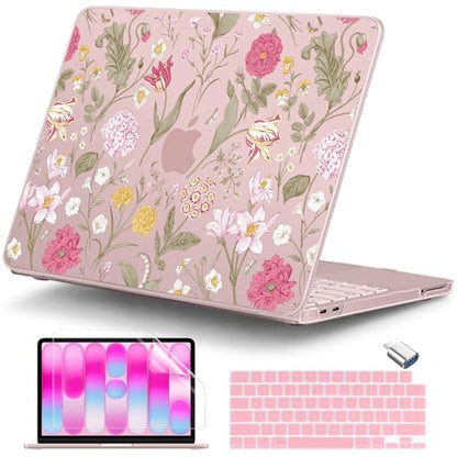 for MacBook Neo 13 inch Case 2026 (Model A3404), Artistic Flower Pattern Ultra Slim Frosted Matte Hard Shell, Anti-Scratch & Fingerprint Resistant Cover - Classic Flowers - color: Classic Flowers