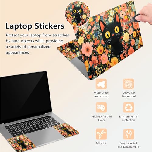 Laptop Skin Sticker Decal 15.6 Inch,12 13 13.3 14 15 15.6 in Laptop Netbook Skins for Notebook,Art Decal Removable Waterproof Scratch Resistant,Universal Vinyl Cover,Pink Floral Cat - color: Pink Floral Cat