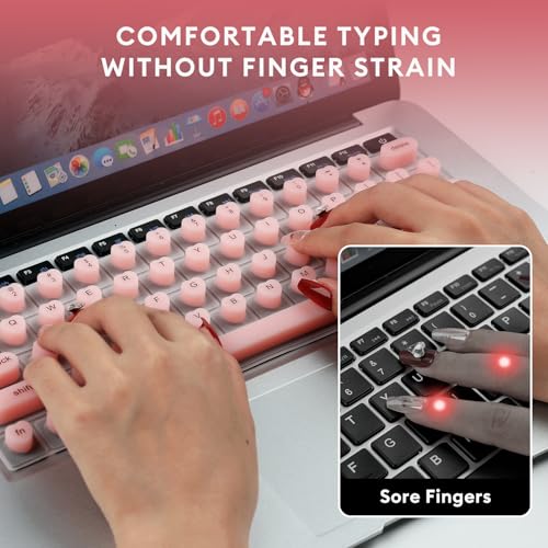 Allinside Keyboard Cover for Long Nails, Compatible with MacBook Neo A18 Pro & MacBook Pro 13/14/16 (2021–2024) & MacBook Air 13/15 (2020–2024), Raised Heart-Shaped Silicone Skin, Pink - color: Pink