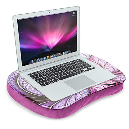 Lap Laptop Desk - Portable Lap Desk with Pillow Cushion, Fits up to 15.6 inch Laptop for Home Office Students Use as Computer Laptop Stand, Book Tablet(1-Purple Flower) - color: 1-purple Flower