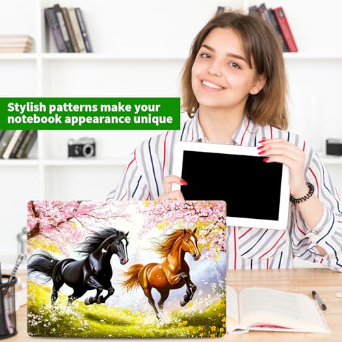 Laptop Skin Sticker Decal, Universal Protective Cover Fit 12 13 14 15.6 Inch Notebook, Reusable Water-Resistant Vinyl Decal w/ 2 Wrist Pads for Business Travel Office, Black Yellow Horse - color: Black Yellow Horse
