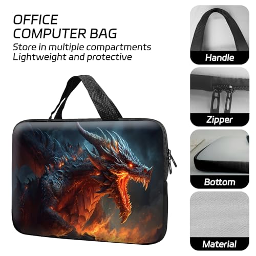 14 15 15.4 15.6 inch Laptop Handle Bag Computer Bag, Pouch Holder Notebook Sleeve Cover Soft Case Compatible for Dell,Lenovo,Toshiba HP, Asus Notebook-Angry Dragon - color: Angry Dragon