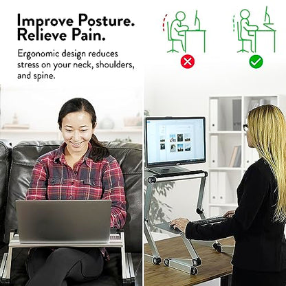 Uncaged Ergonomics WorkEZ Executive Adjustable Laptop Stand for Desk, Adjustable Height Foldable Aluminum Computer Stand, Cooling Laptop Holder, Notebook Computer Riser for Desk, Silver - color: Silver