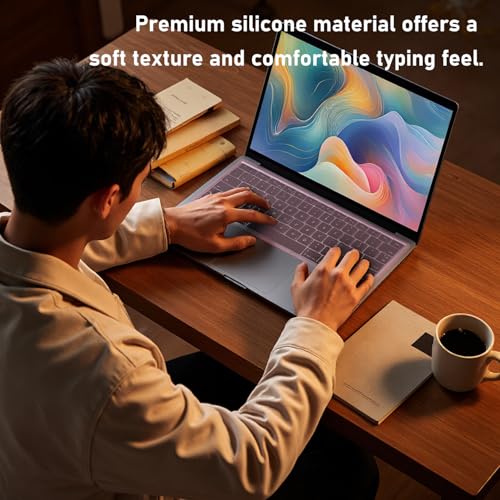 SYNTHORA Laptops 2pcs Clear Keyboard Cover Skin, Ultra Thin Silicone Waterproof Dustproof Protector for 12-14 Inch Laptops Keyboards, Washable Transparent Keyboard Skin (Pink,L:12.2" x W:5.08")