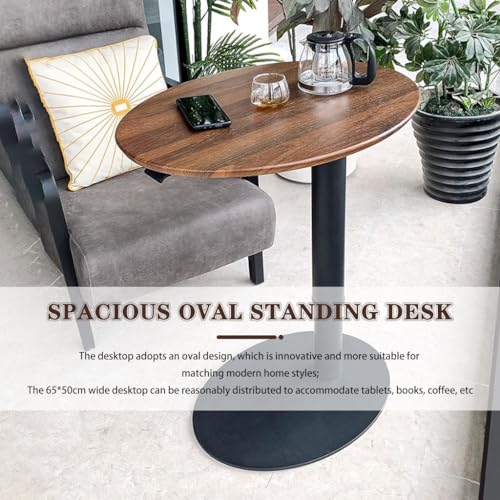 Large Creative Oval Laptop Table, Household Simple Standing Table, Height Adjustable Sofa Desk, Side Desk for Office Home Bedroom Use(Brown) - color: Brown