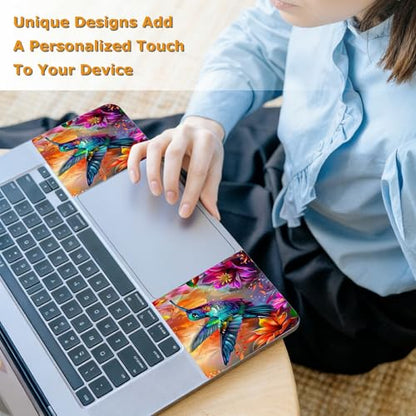 Universal Laptop Skin Sticker with 2 Wrist Pad Decals, 3-Piece Removable Vinyl Laptop Cover, Rainbow Hummingbird Waterproof Anti-Scratch, Easy-Trim Fit for 13.3" 14" 15.6" Laptops - color: Rainbow Hummingbird