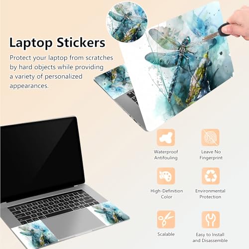 Laptop Skin Sticker Decal 15.6 Inch,12 13 13.3 14 15 15.6 in Laptop Netbook Skins for Notebook,Art Decal Removable Waterproof Scratch Resistant,Universal Vinyl Cover,Dragonfly Watercolor - color: Dragonfly Watercolor