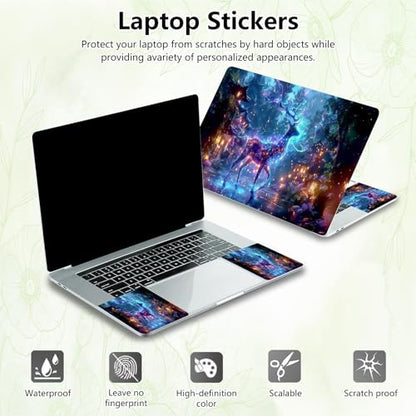 Laptop Skin Sticker Decal, Universal Reusable Vinyl Laptop Cover for 12" 13" 13.3" 14" 15" 15.4" 15.6" Notebook PC, Waterproof Scratch-Resistant with 2 Wrist Pads, Easy to Apply & Remove,Art Deer - color: Art Deer