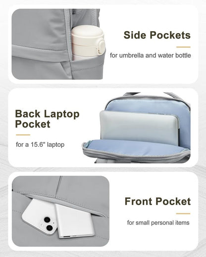 Laptop Work Backpack for Women - 15.6 Inch Laptop Compartment, Lightweight Waterproof Large Travel Backpack for College, Nurse & Teacher, Grey - color: Model a Grey