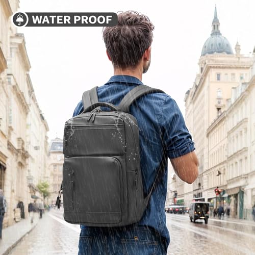 Waterproof Laptop Backpack for Men & Women, Flight Approved Anti-Theft Daypack with 15.6-inch Laptop Sleeve (Gray) - color: Gray
