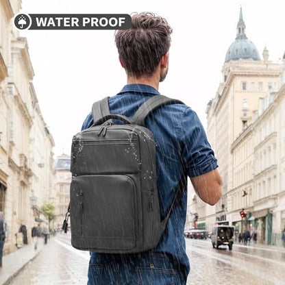 Waterproof Laptop Backpack for Men & Women, Flight Approved Anti-Theft Daypack with 15.6-inch Laptop Sleeve (Gray) - color: Gray
