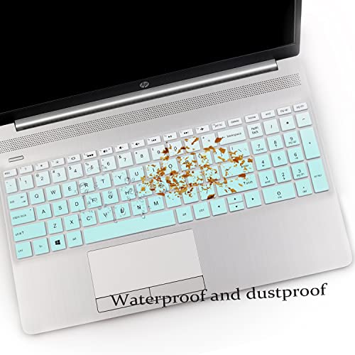 2PCS Keyboard Cover for HP Laptop 15.6 15-dw 15-dy 15-ef 15-da/db 15t-dy200 15t-dw300 15-dy2703dx, 17.3 HP Laptop 17-by 17t-by500 17-by4061nr by1053dx, Envy x360 15m-dr/ds 17-bs/bw,Spectre x360 15-EB - color: MintGreen+Clear