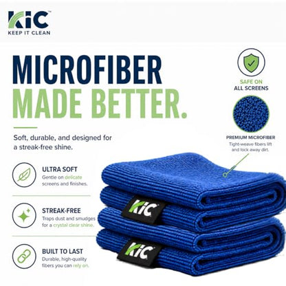 KIC CrystalVu Screen Cleaner Spray Kit with Microfiber Cleaning Cloth – Streak-Free for TV, Phone, Laptop, Monitor & Tablet – NSF Certified Safe Formula – 2 Reusable Microfiber Towels - 32oz - size: 32oz