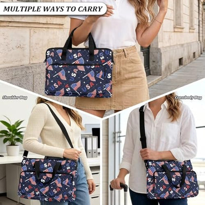 Laptop Sleeve, Laptop Cover with Adjustable Strap Computer Bag Tablet Notebook Sleeves Handbag Messenger Briefcase - color: American Flag
