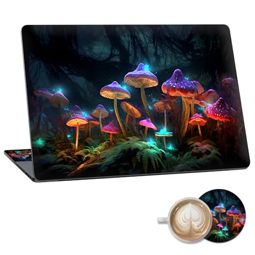 Laptop Skin Sticker Decal 15.6 Inch,12 13 13.3 14 15 15.6 in Laptop Netbook Skins for Notebook,Art Decal Removable Waterproof Scratch Resistant,Universal Vinyl Cover,Glitter Mushroom Forest - color: Glitter Mushroom Forest