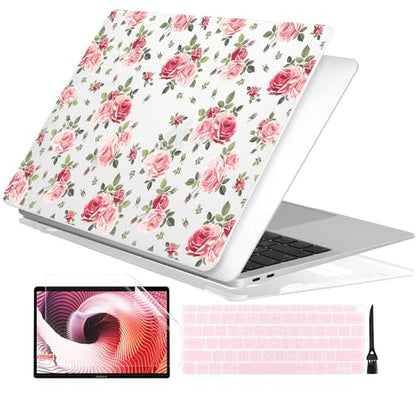 Batianda LumiArt Case for MacBook Air 13 inch 2018-2020, Pink Roses | Fits Model A2337 M1/A2179/A1932, with Elegant Botanical Design, Slim Hard Shell For Designers, Women and Girls Floral Lovers - color: Roses
