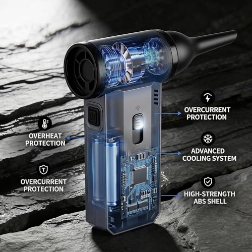 ODISTAR Compressed Air Duster - 130000 RPM Super Power Electric Air Duster, Rechargeable Cordless Air Blower with Stepless Speed Adjustable for Computer, Keyboard, Car, Home, Office