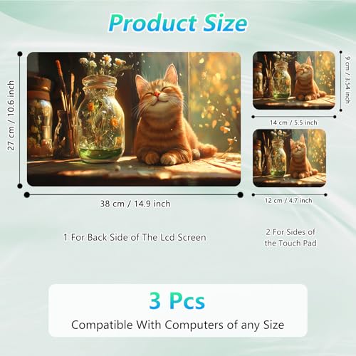 Laptop Skin Sticker Decal 12"-15.6" Universal Laptop/Notebook/Netbook Vinyl - Waterproof Scratch Resistant,Fits HP Dell Lenovo MacBook,2 Free Wrist Pads,Easy Apply & Remove,Cute Cat Sunshine - color: Cute Cat Sunshine