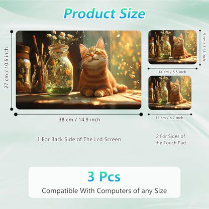 Laptop Skin Sticker Decal 12"-15.6" Universal Laptop/Notebook/Netbook Vinyl - Waterproof Scratch Resistant,Fits HP Dell Lenovo MacBook,2 Free Wrist Pads,Easy Apply & Remove,Cute Cat Sunshine - color: Cute Cat Sunshine