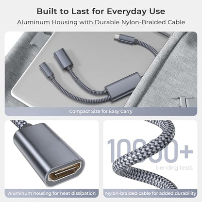 Basesailor USB C to HDMI Adapter,Type C to 4K HDMI with 100W PD Charger | USBC to HDMI Female Converter for Nintendo Switch,Steam Deck,iPhone 17 16 15,MacBook,iPad,Samsung S25 and Display Mode Device
