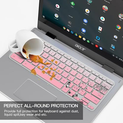 Keyboard Cover for Acer Chromebook Spin 11 311 C733 CP311 511 512/Chromebook 11 CB3-131 CB3-132 CB5-132T/Chromebook Spin CP713 CB5-312T/Acer Chromebook 14 15 inch -Gradual Pink - color: Gradual Pink