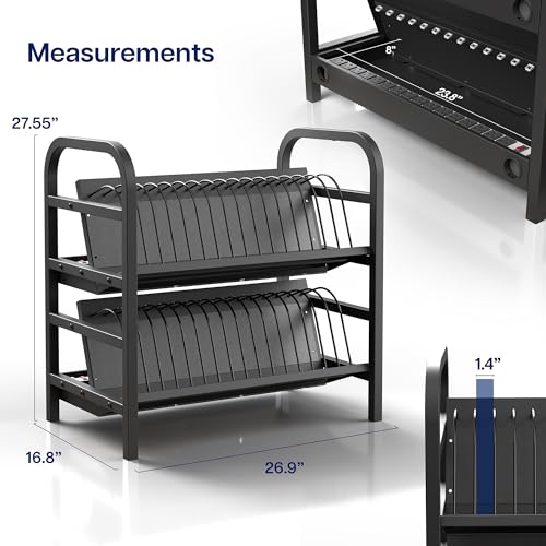 VIVO 32-Bay Laptop and Tablet Open Charging Station, Multi Device Charging Organizer, Chromebook Charging Station for Classroom, Devices up to 14 inches, Black, STAND-LAPC32 - size: 32-Bay