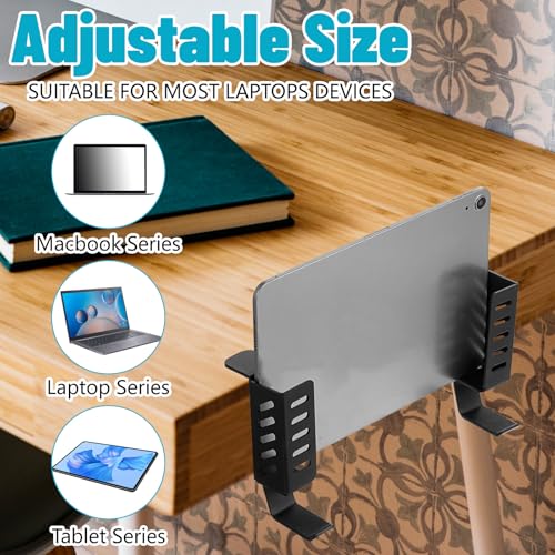 MAQUITA Desk Laptop Stand,No-Drill Desktop Mount,Hanging Holder for Desk - Clamp Storage for Laptops/Book/Keyboards/Headphone/Backpack Black