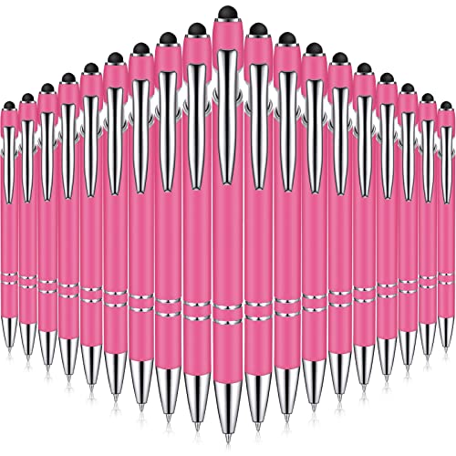 Zonon 38 Pieces Rubberized Ballpoint Pen with Stylus Tip Stylish Metal Pen Capacitive Styli with Soft Rubberized Grip, Black Ink for Most Devices(Hot Pink) - color: Hot Pink