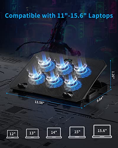 AICHESON Portable Laptop Cooling Pad with 6 Fans and 2 Pack 2ft USB A Cables Set