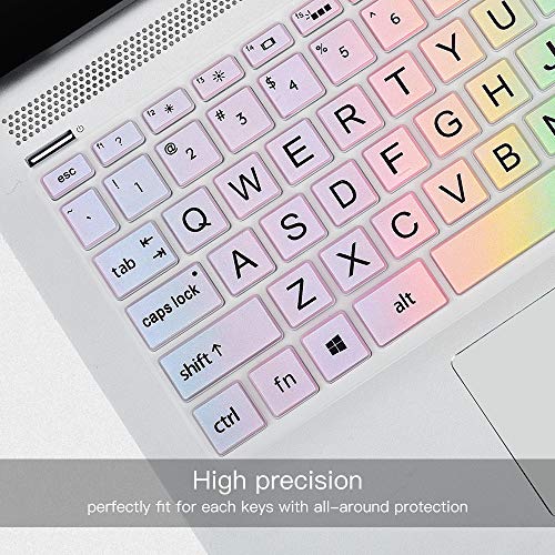 Keyboard Cover for HP Pavilion X360 14" & HP Laptop 14 14-dq 14-fq 14-dk 14m-dh 14-cd/ce/cf Series 14-cf0006dx/cf0012dx 14-dk0002dx 14-dq0011dx/dq1037wm/dq1089wm 14-fq0040nr/fq0050nr Keyboard Skin - color: Colorful Rainbow