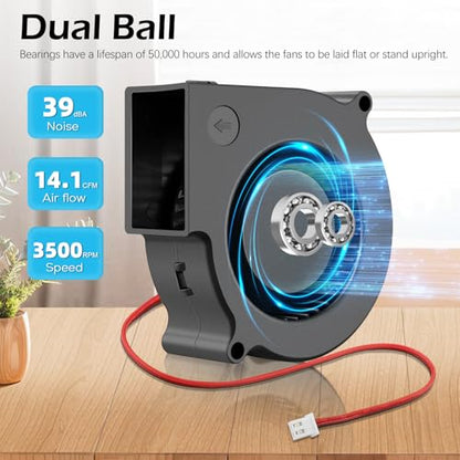 Wathai 7530 DC 12V Centrifugal Blower Cooling Fan 12 Volt 2Pin Dual Ball | DC Centrifugal Fan 2pin for Amplifier RV Fridge Computer Case Ventilation or Project Replacement Part kit - style: 12V 2Pin Ball