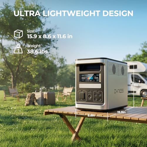 DYNESS 1536Wh Portable Power Station, 1800W AC Output (3600W Surge), 50 Min to 80% Fast Charging, Upgraded LiFePO4 Battery Backup for Home Backup, Camping, RV, Blackout - size: 1536Wh 1800W