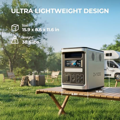 DYNESS 1536Wh Portable Power Station, 1800W AC Output (3600W Surge), 50 Min to 80% Fast Charging, Upgraded LiFePO4 Battery Backup for Home Backup, Camping, RV, Blackout - size: 1536Wh 1800W