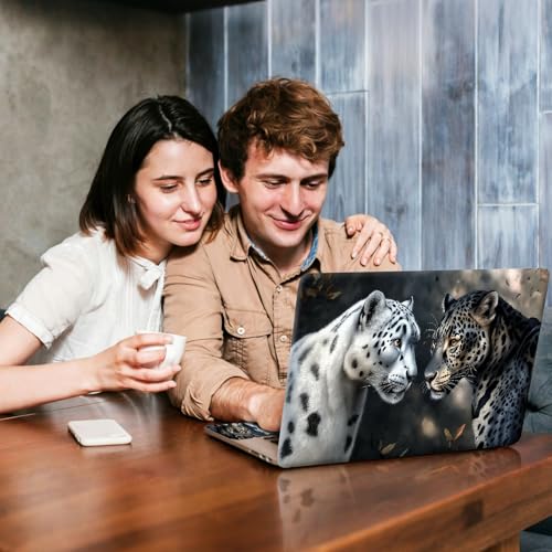 Universal Laptop Skin Sticker Decal, Compatible with MacBook HP Dell Lenovo 12"-15.6", Reusable Vinyl Notebook Cover 3PCS Set, High-Recognition Film-White & Black Leopards - color: White & Black Leopards