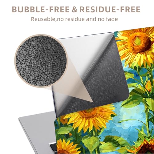 Universal Laptop Skin Sticker for 12/13/14/15.6 Inch Laptops, Reusable Vinyl Laptop Decal Cover, Waterproof Scratch Resistant Notebook Skin with 2 Wrist Pads,Sunflower Oil Painting - color: Sunflower Oil Painting