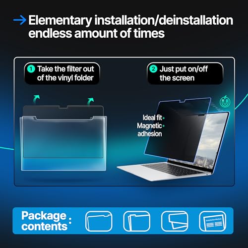 Magnetic Privacy Screen Compatible with MacBook Pro 14" 2021, 2022, 2023, 2024, 2025, M1, M2, M3, M4, M5 Anti-Blue Light Laptop Screen Protector Filter Blue Light Blocking Filter