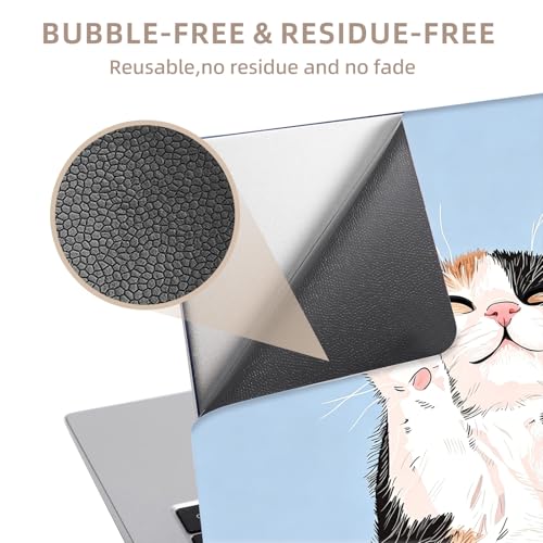 Universal Laptop Skin Sticker for 12/13/14/15.6 Inch Laptops, Reusable Vinyl Laptop Decal Cover, Waterproof Scratch Resistant Notebook Skin with 2 Wrist Pads,Cute Cat - color: Cute Cat