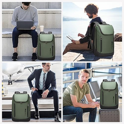 BANGE Business Smart Backpack Waterproof fit 15.6 Inch Laptop Backpack with USB Charging Port,Travel Durable Backpack - color: Green