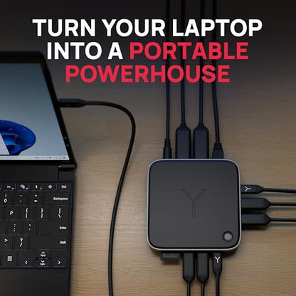 Brydge Stone CORE Powered Charging Docking Station – 10 Ports, 100W PD, Dual Monitor Docking Station, 4K60Hz, 8K HDMI, SD 4.0, USB-A & USB-C, Ethernet – Windows & MacOS Compatible Laptop