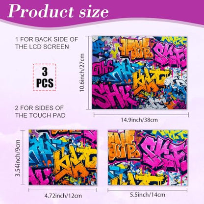 PLIGREAT 15 Inches Laptop Decal Sticker Skin Cover, Graffiti Art Design Laptop Sticker Decals Fits 12" to 15" Laptops Universal Waterproof Removable, Purple Orange - color: Purple Orange