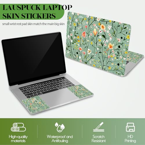 Laptop Skin Sticker Decal,13.3" 14" 15" 15.4" 15.6 inch Laptop Universal Vinyl Skin Sticker Cover, Reusable Art Decal Protector, Green Art Flowers - color: Green Art Flowers