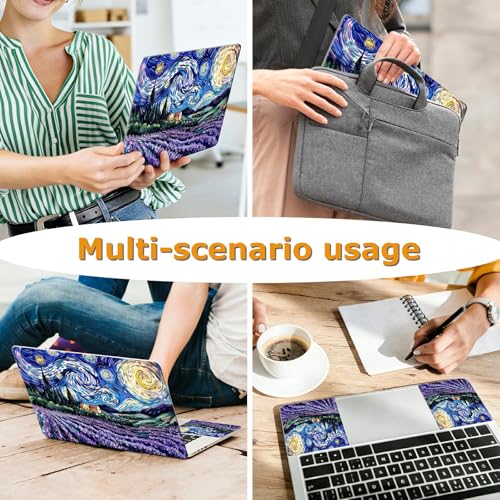 Universal Laptop Skin Sticker with 2 Wrist Pad Decals, 3-Piece Removable Vinyl Laptop Cover, Lavender Starry Sky Waterproof Anti-Scratch, Easy-Trim Fit for 13.3" 14" 15.6" Laptops - color: Lavender Starry Sky