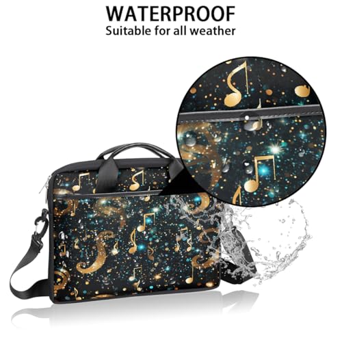 Laptop Shoulder Bag for Women Men, Waterproof Computer Case Messenger Bag Briefcase for Business Office Travel - color: Music Note Symbols