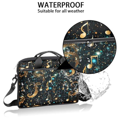 Laptop Shoulder Bag for Women Men, Waterproof Computer Case Messenger Bag Briefcase for Business Office Travel - color: Music Note Symbols