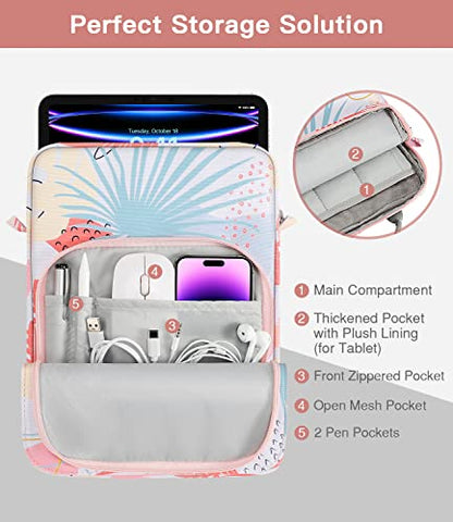 MoKo 13 Inch Tablet Sleeve Bag, Fits with 13 Inch New iPad Pro M5 & Air M4/M3, iPad Pro 12.9 M2&M1,Surface Laptop Go 12.4,Galaxy Tab S8+/S9+ 12.4,Handle Carrying Case with Shoulder Strap,Tropical Leaf - color: Tropical Leaf, size: 12.9 inch