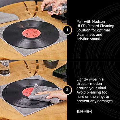 Hudson Hi-Fi Anti Static Microfiber Record Cleaning Cloth - 5 pk - The Audiophiles Anti-Scratch Lint & Dust Magnets - 7X Capillary Absorption LP & Record Cover Cleaner Protector Cleaning Cloths