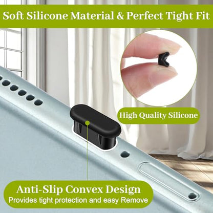 USB C Dust Plug, 20 Pcs Silicone USB C Plug Cover | Charging Port Cover with 5 Cleaning Brushes, Type C Cleaning Tool Kit for Apple 15/16/17/Samsung