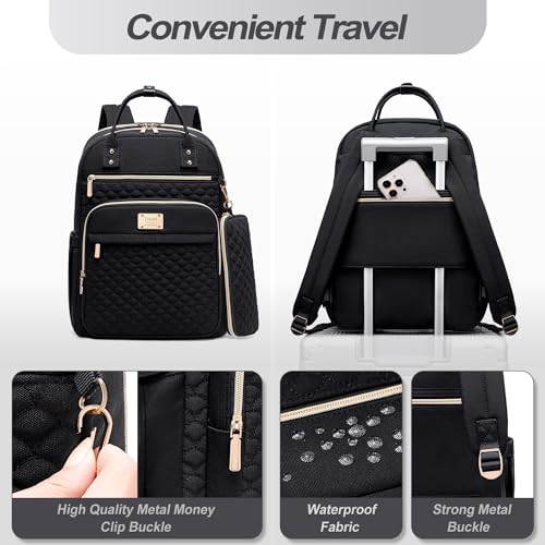 Tealari Laptop Backpack for Women,15.6 Inch Laptop Backpack for Work,Water Resistant Travel Backpack,College Bookbag with Wallet - color: Black
