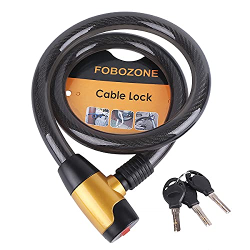 4FT x 23 mm Bike Cable Lock with Keys, Anti-Theft Security Bike Lock | Cut-Resistant Steel, Weatherproof & Rustproof, Heavy-Duty Bike locks for Motorcycles, E-Bikes, Scooters, Bicycles, Gates